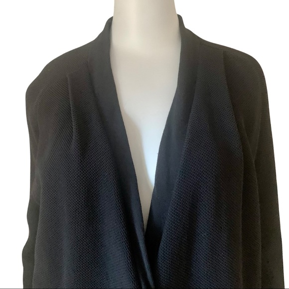 BROCHU WALKER Open Front Cardigan Textured Knit Loose Fit Dark Navy Blue Cotton - Picture 7 of 14